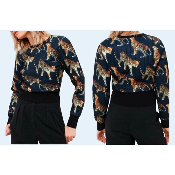 URBAN OUTFITTERS Quilted Crew Neck Cropped Sweatshirt Size M - Picture 1 of 8